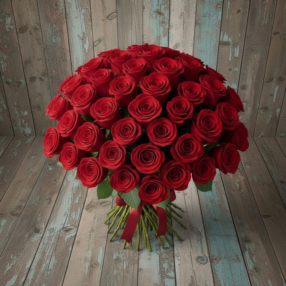 Букет 55 Красных роз Фридом в Посёлок Гжельского кирпичного завода