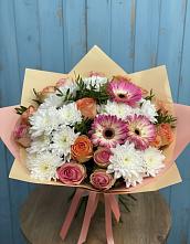 Букет цветов из:  Розы, Герберы и Хризантемы #REPLACE_PRED# Посёлок Гжельского кирпичного завода
