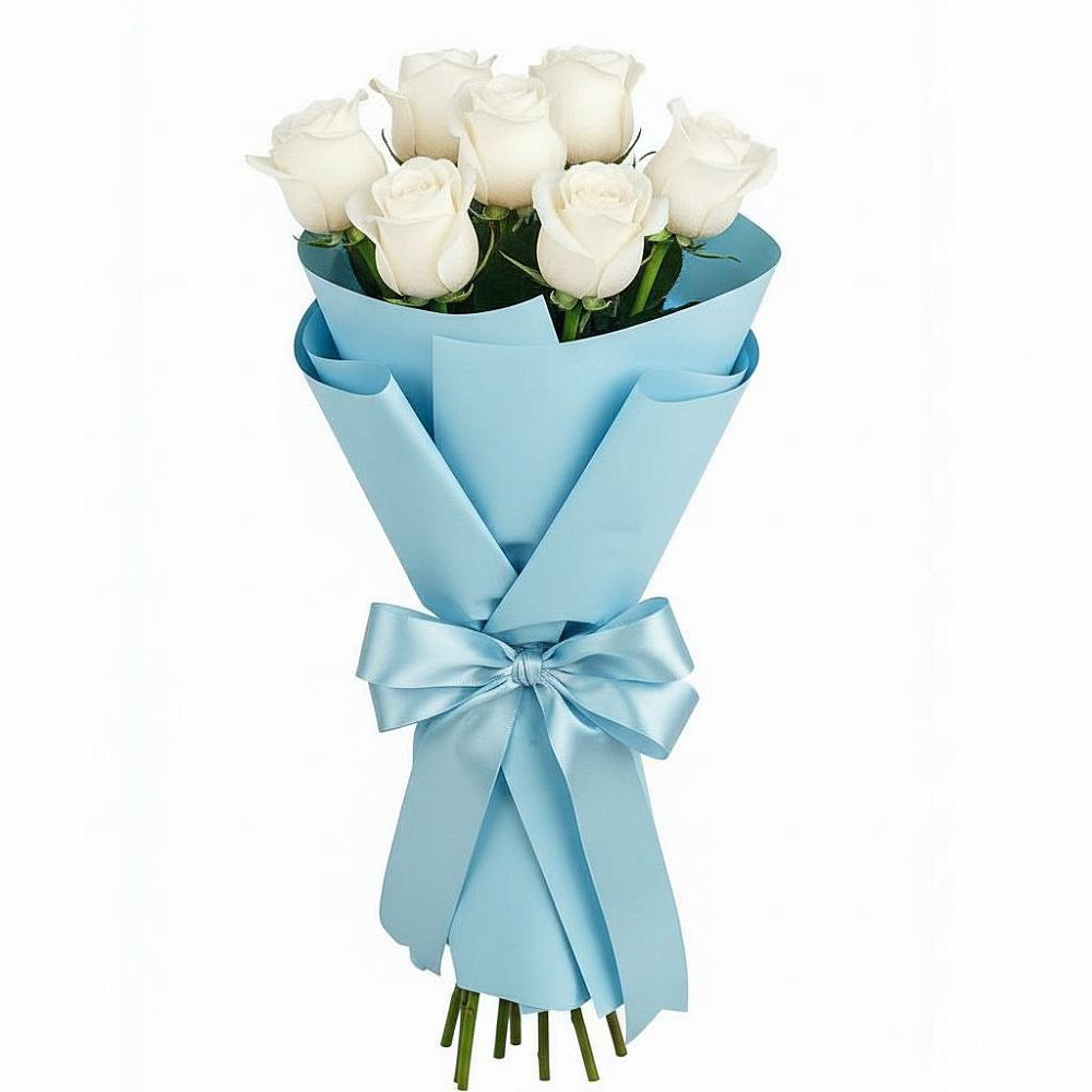 Букет 7 белых роз Проуд в Посёлок Гжельского кирпичного завода