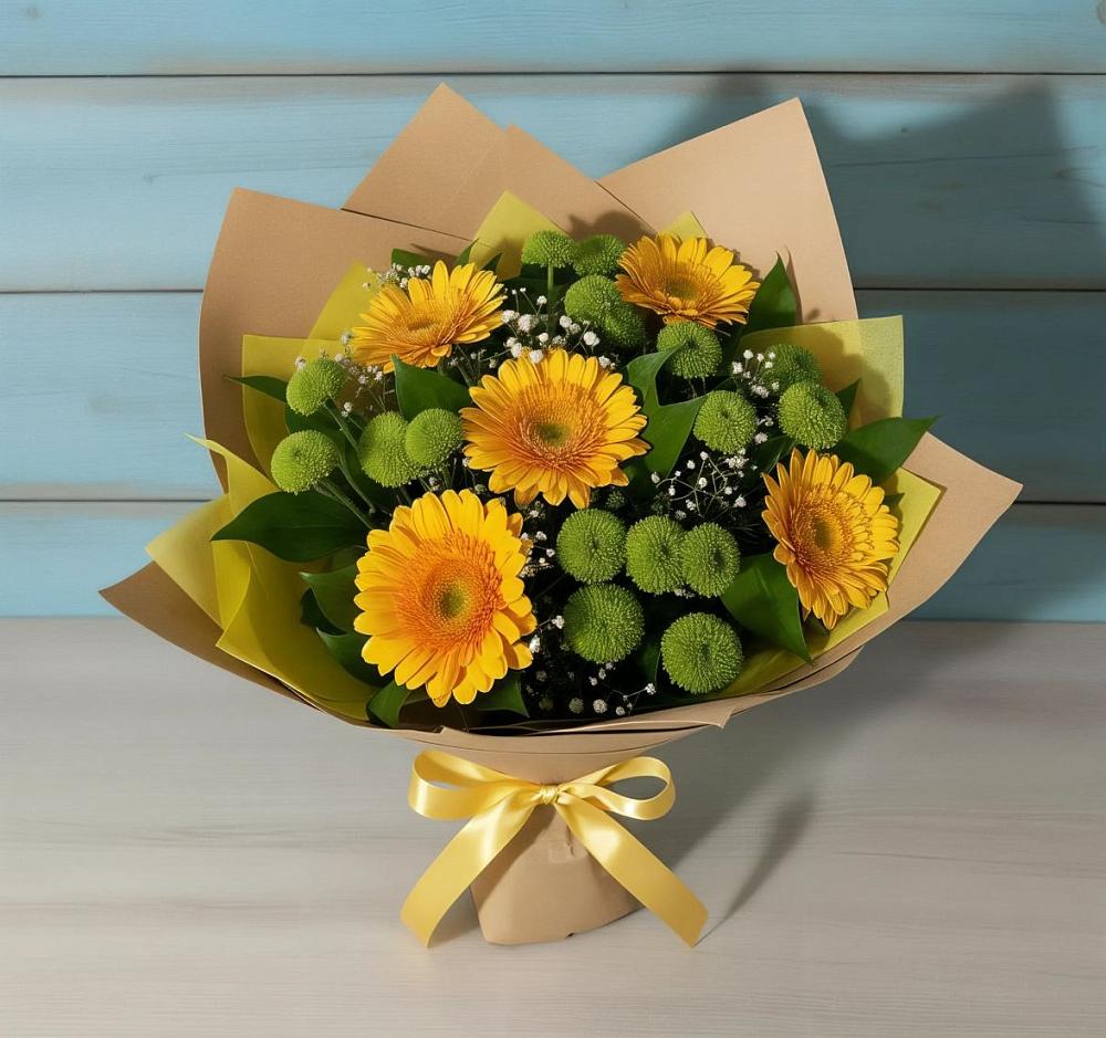 Букет цветов из: Герберы и Хризантемы в Посёлок Гжельского кирпичного завода