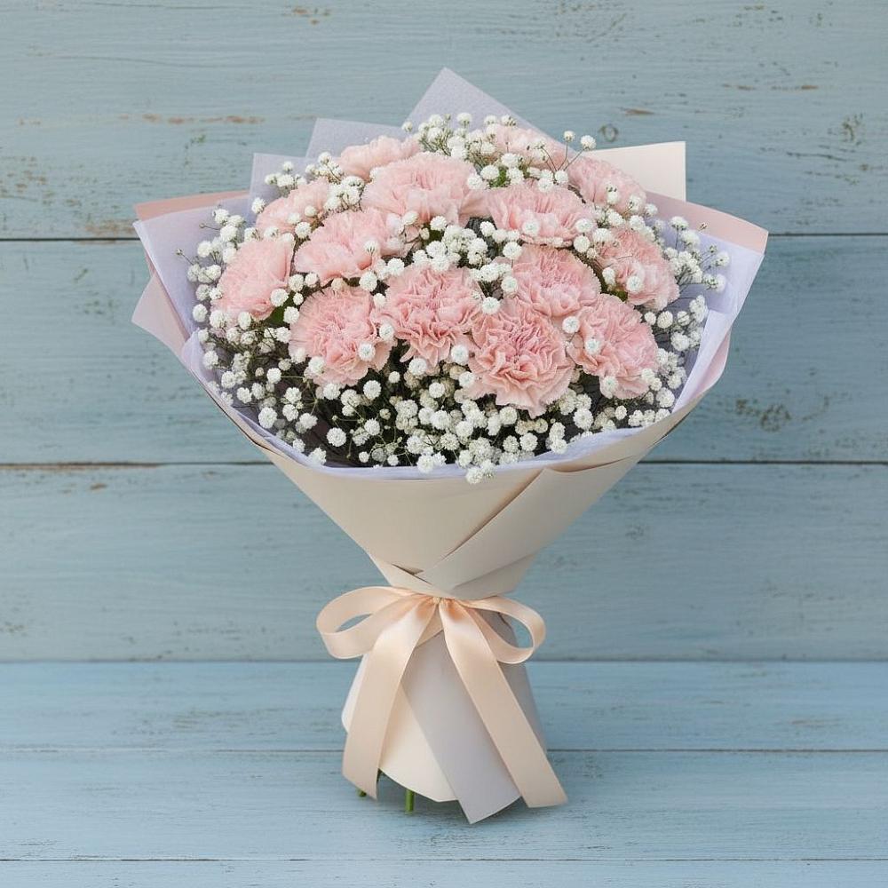 Букет цветов из: Гвоздики в Посёлок Гжельского кирпичного завода