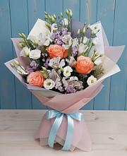 Букет цветов из:  Лизиантусы, Розы, Альстромерии и Гипсофила #REPLACE_PRED# Посёлок Гжельского кирпичного завода