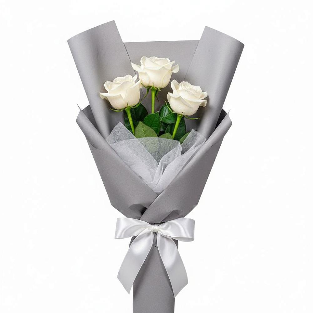 Букет 3 белые розы в Посёлок Гжельского кирпичного завода