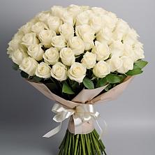 Букет 101 беля роза Белоснежка в Посёлок Гжельского кирпичного завода
