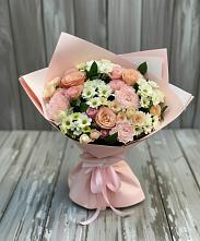 Букет цветов из:  Гвоздики, Розы и Хризантемы в Посёлок Гжельского кирпичного завода