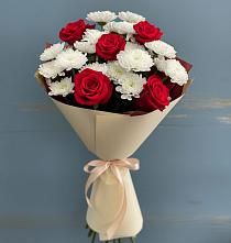 Букет цветов из:  Розы и Хризантемы в Посёлок Гжельского кирпичного завода