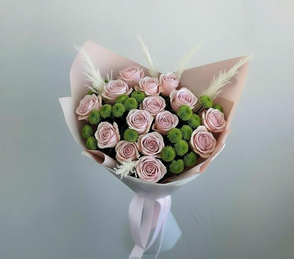 Букет цветов из: Розы и Хризантемы в Посёлок Гжельского кирпичного завода