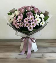 Букет цветов из:  Хризантемы и Розы в Посёлок Гжельского кирпичного завода