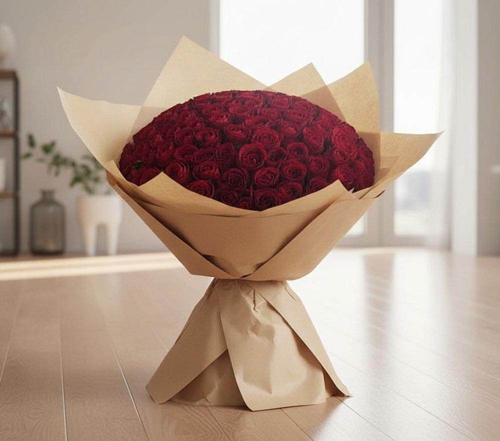 Букет 101 Красная роза в Посёлок Гжельского кирпичного завода