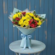 Букет цветов из:  Альстромерии и Хризантемы в Посёлок Гжельского кирпичного завода