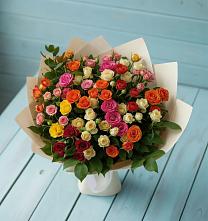Букет Микс из разноцветных кустовых роз в Посёлок Гжельского кирпичного завода