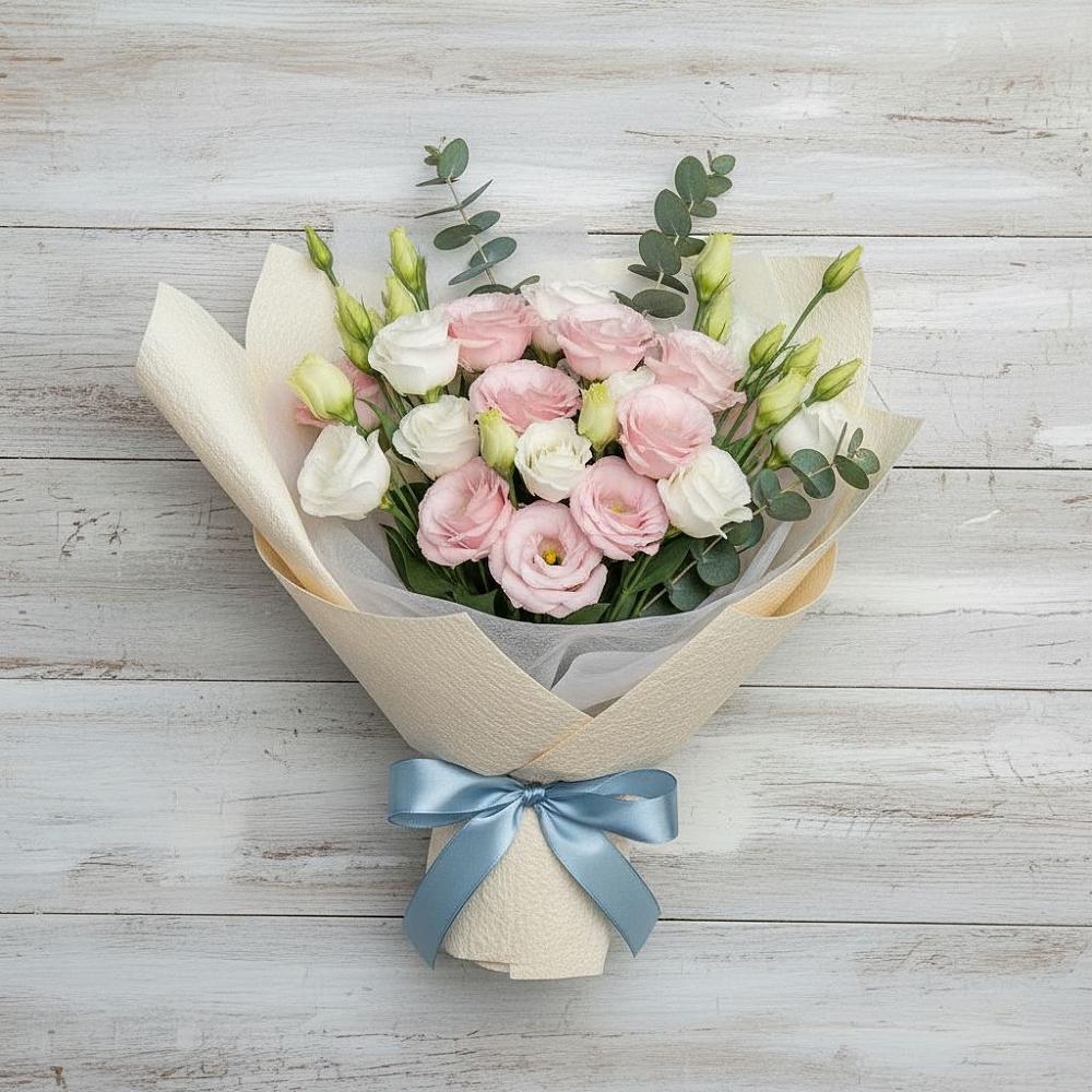 Букет цветов из: Лизиантусы в Посёлок Гжельского кирпичного завода